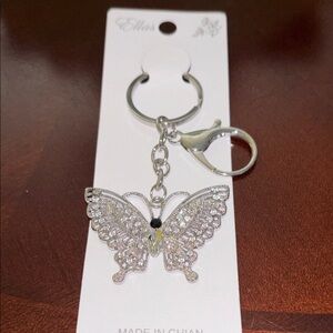 Ellas Shimmering Silver Butterfly Purse Charm/Key Holder
